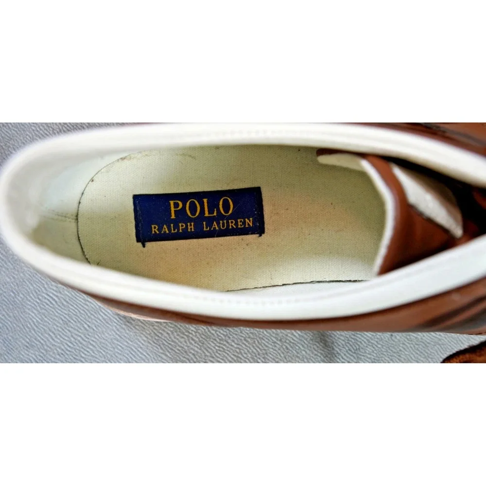 Polo Ralph Lauren Faxon‎ Low Sneakers Mens 10.5D Brown Leather Lace Up